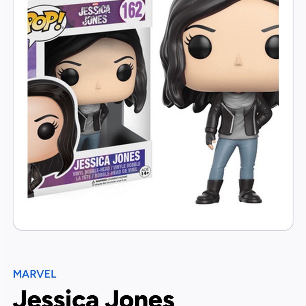 Funko Pop Jessica Jones Figure with Black and Gray Outfit